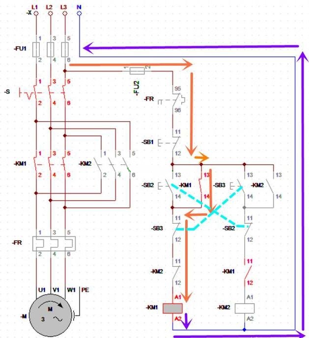 電工證報(bào)考條件-三相交流電動(dòng)機(jī)正反轉(zhuǎn)互鎖電路的分析